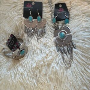 Paparazzi Silver and Turquoise Necklace Set